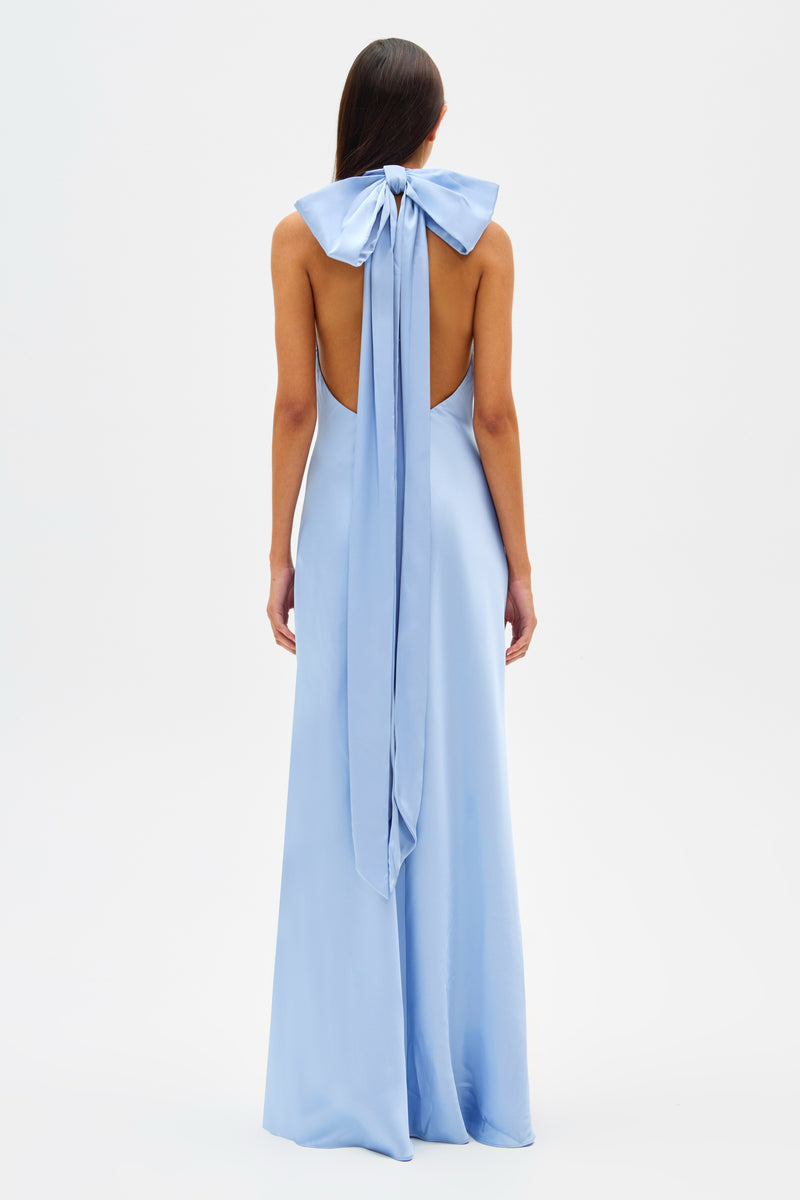 Evianna Satin Maxi Dress - Baby Blue
