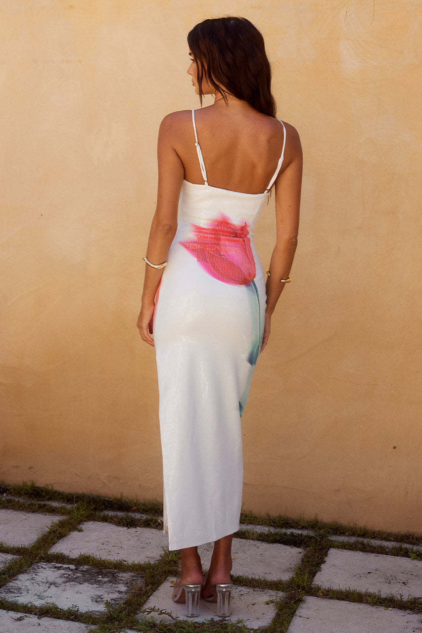 Emera Midi Dress - Red Flower