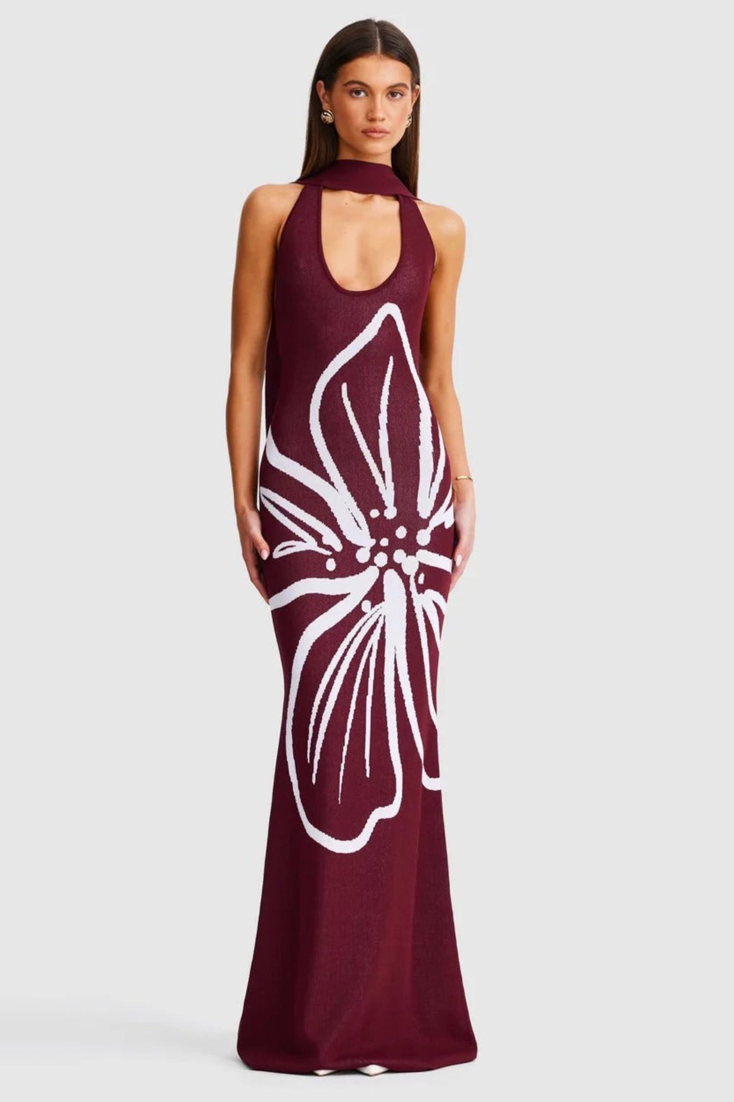 Jemima Halterneck Maxi Dress - Cranberry